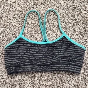 Women's Black and Teal Sports Bra